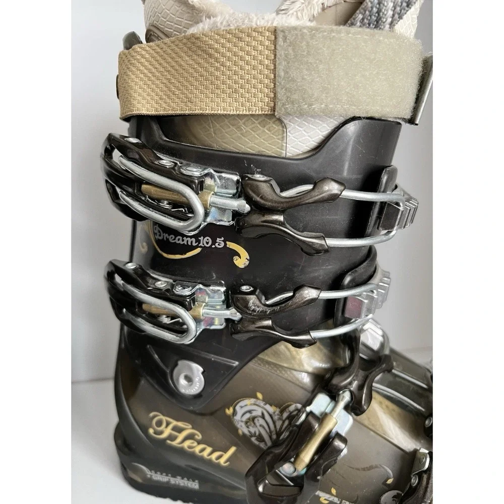 Head Womens Dream 10.5 Pearl‎ Ski Boots Sz 6-6 .5 Black Soft Walk + Grip System